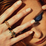 photo mode, bague maillon, bague cristaux verts