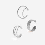 combinaison de bague d'oreilles anneau martelé, double anneau et triple anneau en palladium