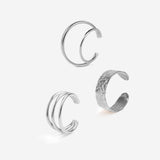 combinaison de bague d'oreilles anneau martelé, double anneau et triple anneau en palladium