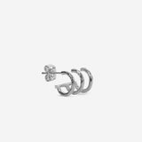Boucle d'oreille triple anneaux Balthazar argentée