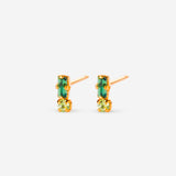 Puces d'oreilles double cristaux verts