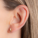 Puce d'oreille double cristaux beiges