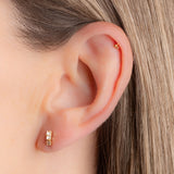 Puce d'oreille double cristaux beiges