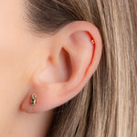 Puce d'oreille double cristaux verts