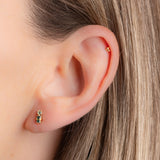 Puce d'oreille double cristaux verts