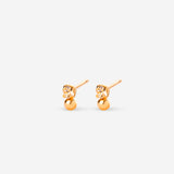 Puce d'oreille minimaliste avec cristal blanc et bille