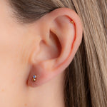 Puce d'oreille minimaliste avec cristal bleu et bille