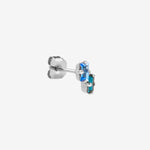 puce d'oreille argent double cristaux bleu
