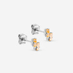 puces d'oreilles argent double cristaux champagne