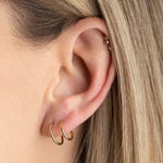 boucle d'oreille double anneau, piercing plaqué or