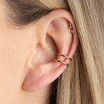 bague d'oreille double anneau, piercing plaqué or