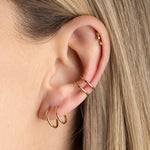 boucle d'oreille double anneau, bague d'oreille double anneau, piercing plaqué or