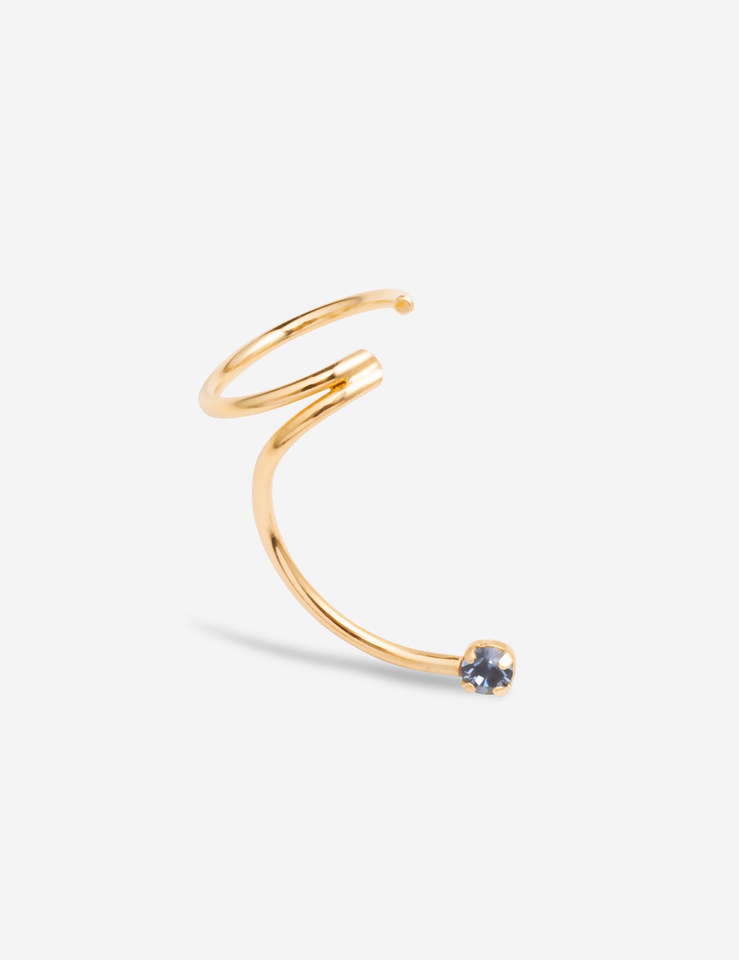 Earcuff plaqué or cristal bleu