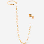 bijou d'oreille chaine, earcuff et cristal champagne