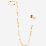 bijou d'oreille chaine, earcuff et cristal champagne