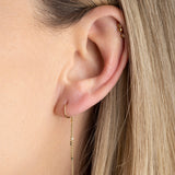 mono boucle d'oreille anneau et chaine, piercing plaqué or