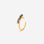 Bague d'oreille anneau plaqué or et cristaux bleus
