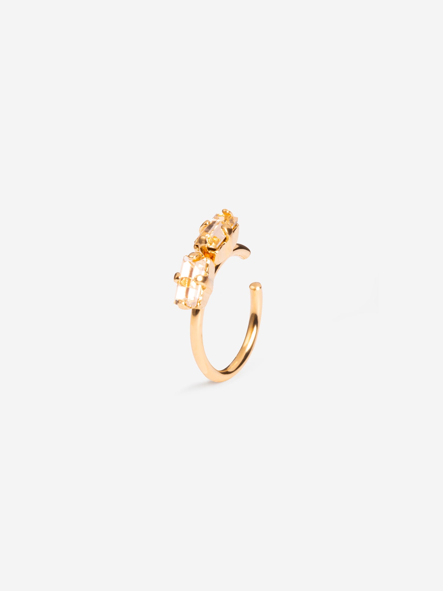 Bague d'oreille anneau plaqué or et cristaux nude