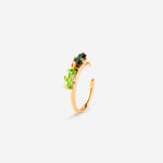 Bague d'oreille anneau plaqué or et cristaux verts