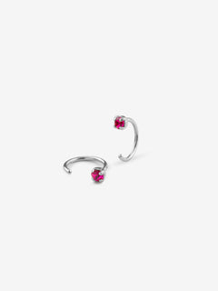 Boucles Dimitri argent - Fuchsia