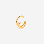 Earcuff doré à double anneau avec cristal blanc