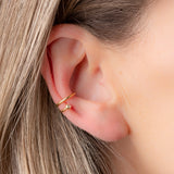 Earcuff doré à double anneau avec cristal blanc