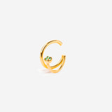 Earcuff à double anneau avec cristal vert