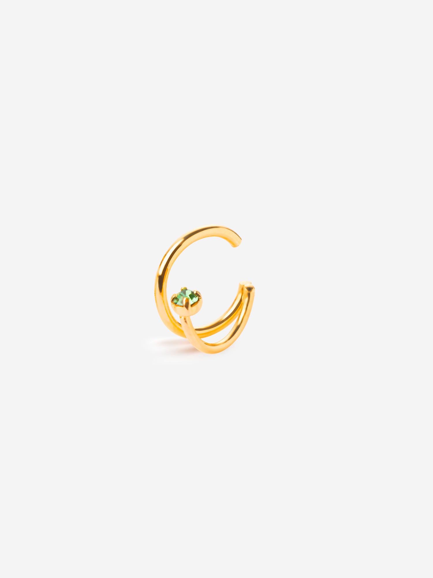 Earcuff à double anneau avec cristal vert
