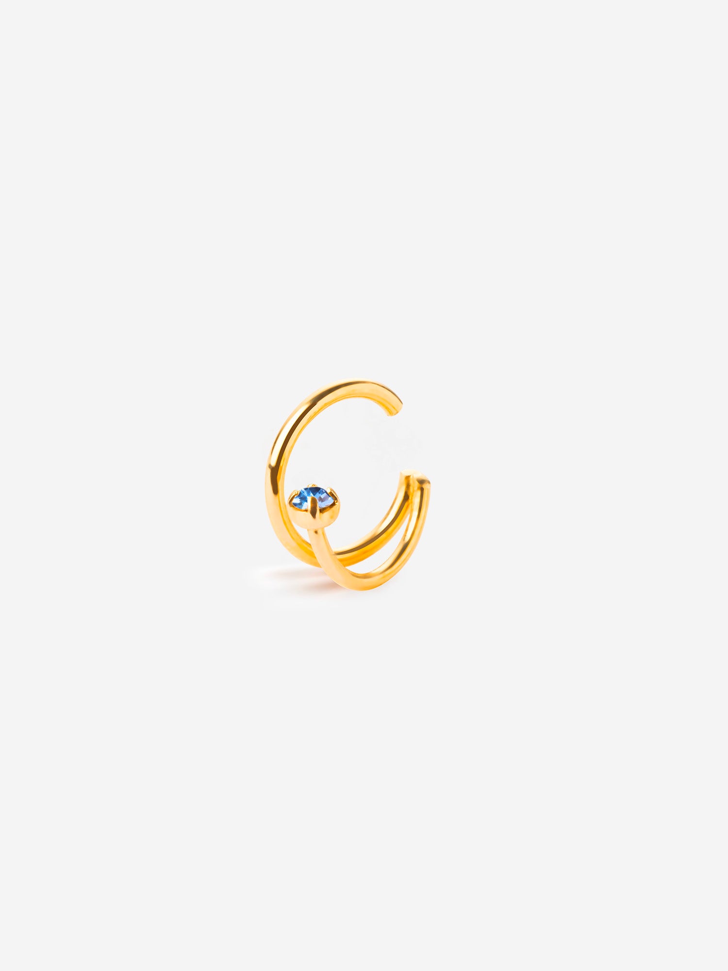 Double bague d'oreille avec cristal bleu ciel