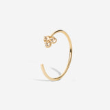 bague réglable fleur cristaux blanc, plaqué or