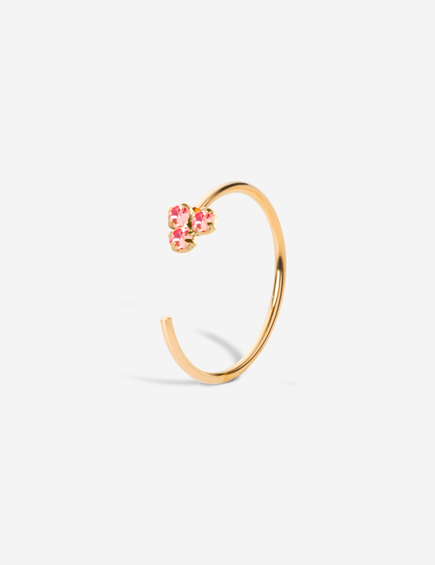 bague fleur réglable cristaux rose et plaqué or