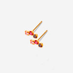 puces d'oreilles triple cristaux roses et rubis