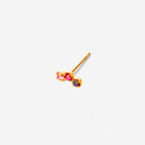 puce d'oreille rubis, fuchsia et rose en plaqué or