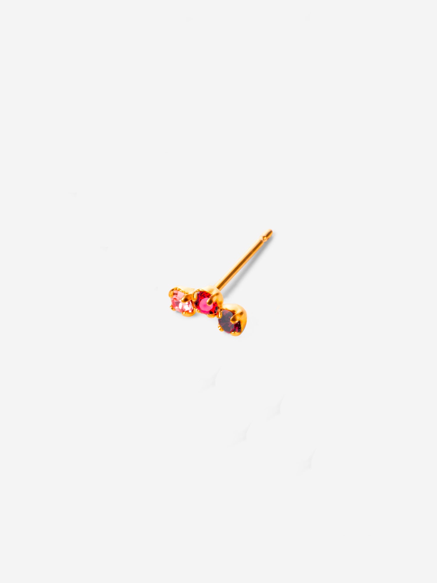 puce d'oreille rubis, fuchsia et rose en plaqué or
