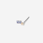 puce d'oreille triple cristaux bleu et nude palladium