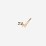 puce d'oreille triple cristaux bleu et nude plaqué or