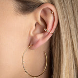 grandes créoles plaqué or avec cristaux blanc, bague d'oreille anneau avec cristaux, piercing plaqué or.