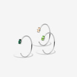 Trio de bagues fines Jules argentées - Vert
