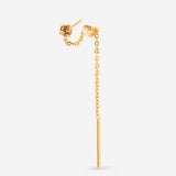 Mono boucle d'oreille 1 ou 2 trous chaine dorée, cristaux nude