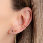 Boucle chaîne fine double cristaux verts