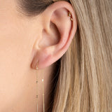 boucle d'oreille lacet chaine , piercing plaqué or