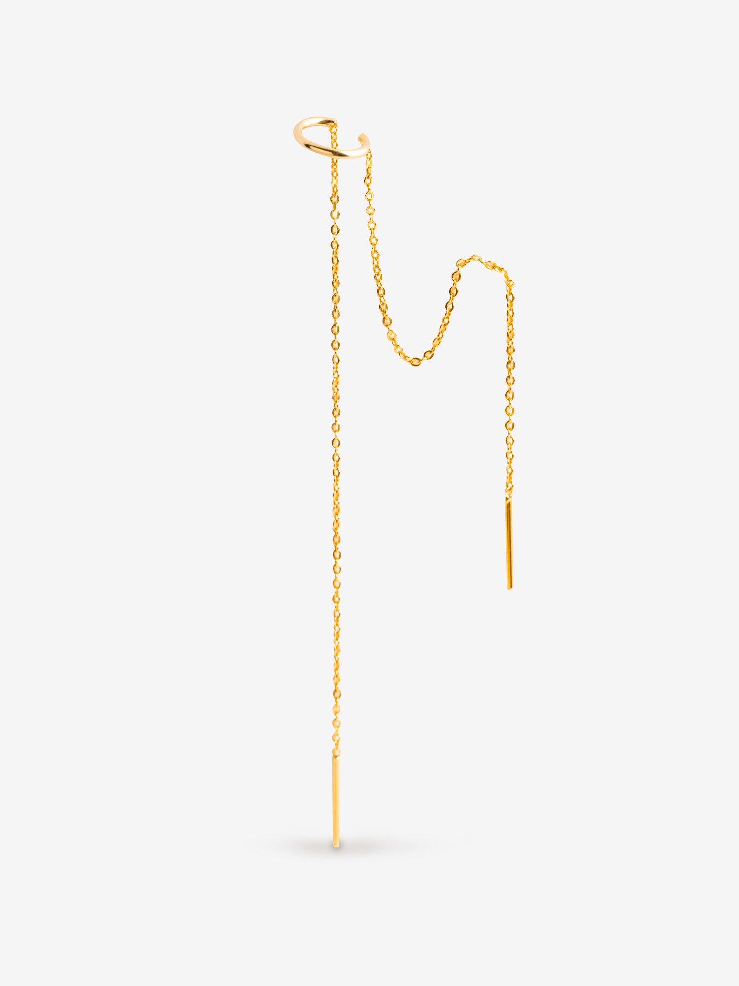 double boucles d'oreilles chaines avec bague d'oreille anneau plaqué or