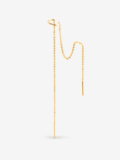 double boucles d'oreilles chaines avec bague d'oreille anneau plaqué or