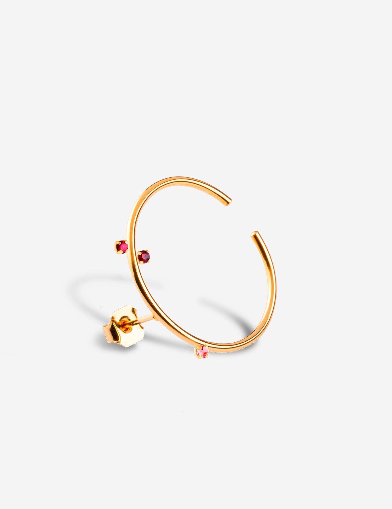 mono boucle conch anneau rubis et rose