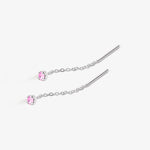 boucles d’oreilles chaîne fine argent avec pierre lila