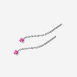 boucles d’oreilles chaîne fine avec pierre fuchsia