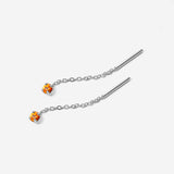 boucle d’oreille chaîne fine avec pierre topaze