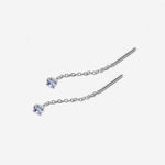 boucles d’oreilles chaîne fine avec pierre bleu