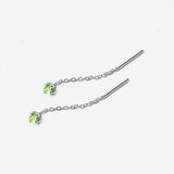 boucles d’oreilles chaîne fine avec pierre chrysolite