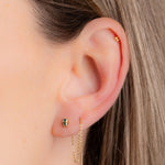 Boucle chaîne fine cristal vert